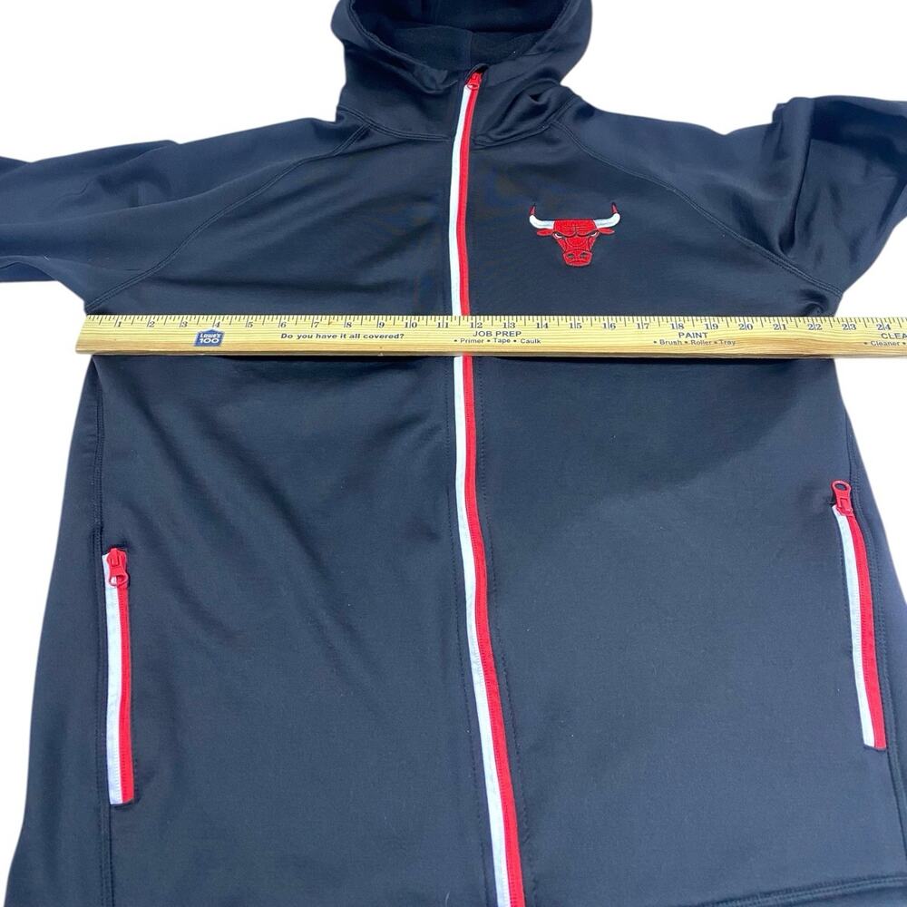Chicago Bulls Jacket Mens XL Black Full Zip Pockets Basketball Hoodie Embroidere - Picture 10 of 12